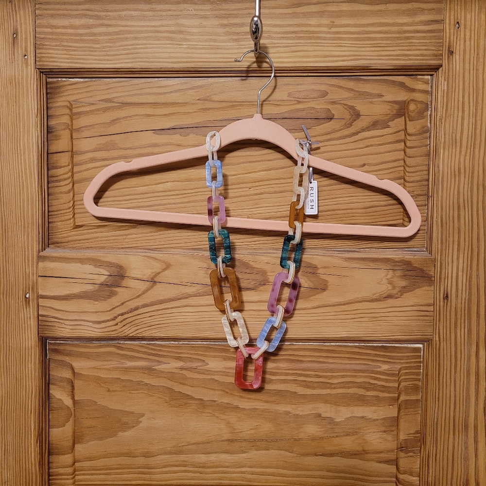 Colorblock Resin Link Necklace - Multi